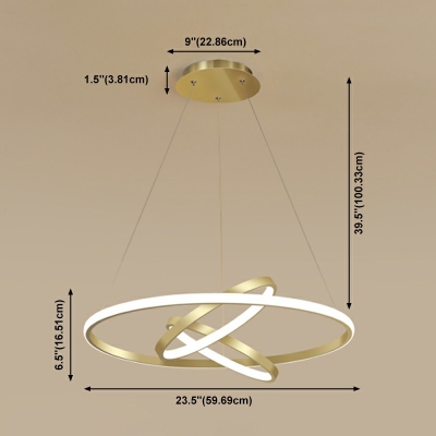 Contemporary Three Rings Suspended Lighting Fixture Metal Pendant Lighting Fixtures