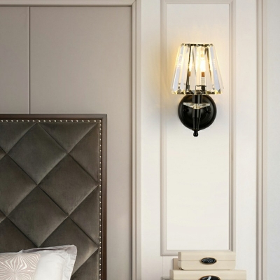 Crysyal Wall Mounted Lamps 1 Light Flush Mount Wall Sconce for Bedroom