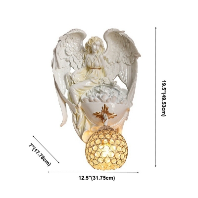 Globe Crystal 1 Light Flush Mount Wall Sconce Modern Angel Wall Lamps for Living Room