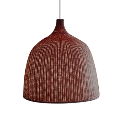Hanging Lamp Oval Shade Modern Style Rattan Pendant Light Fixtures for Living Room