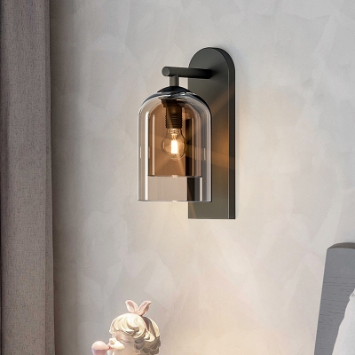Industrial Style Wall Light Fixture 1 Light Glass Flush Mount Wall Sconce for Living Room Bar