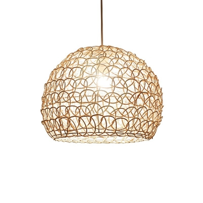 Suspension Light Globe Shade Modern Style Bamboo Ceiling Pendant Light for Living Room