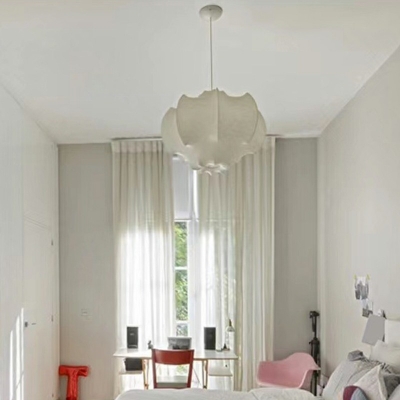 Ultra-Modern Down Lighting Silk Material Hanging Light Fixtures for Bedroom