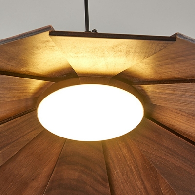 Wooden Suspension Pendant 1 Head Hanging Light Fixtures for Living Room