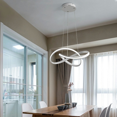 1-Light Chandelier Lighting Minimalist Style Ring Shape Metal Hanging Ceiling Lamp