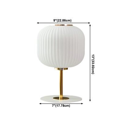 1 Light Drum Metal Nightstand Lamp White Modern Night Table Lamps for Bedroom
