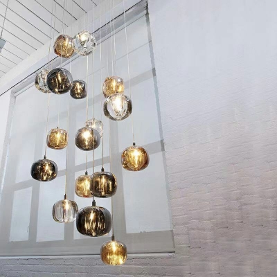 1-Light Pendant Lighting Fixtures Contemporar Style Globe Shape Crystal Suspension Lamp