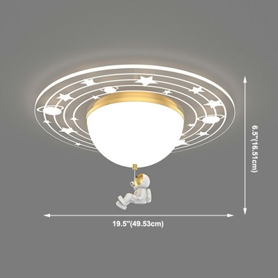 2-light Ceiling Mounted Fixture Kids Style Astronaut Shape Metal Flush Mount Lighting