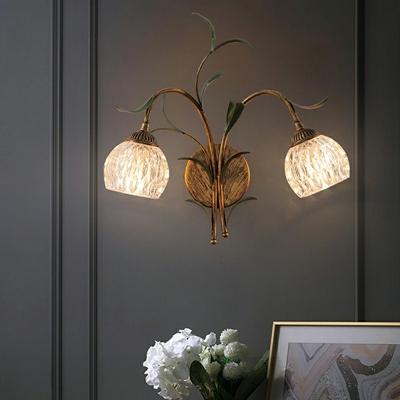 2-Light Sconce Light Contemporary Style Flower Shape Metal Wall Mount Lighting