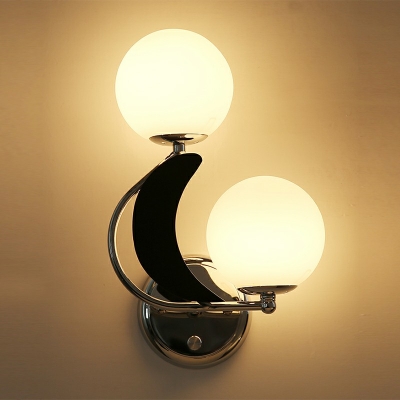2-Light Sconce Lights Minimalist Style Globe Shape Metal Wall Mounted Lamps