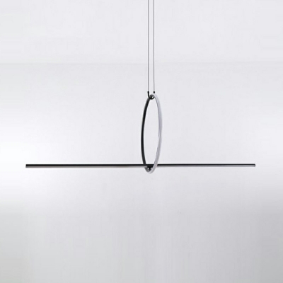 Black Chandelier Lamp Linear Shade Simplicity Style Acrylic Suspension Light for Living Room