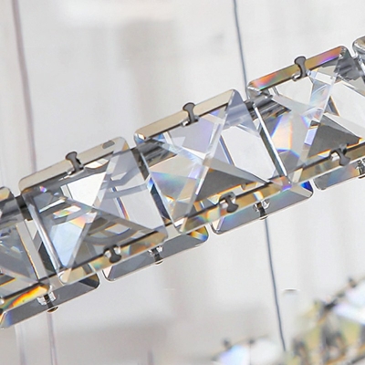 Contemporary Faceted Clear Crystal Prism Ceiling Chandelier Layered Chandelier Lights
