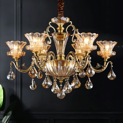 European Style All-copper Pendant Light Nordic Style Glass Chandelier Light for Living Room