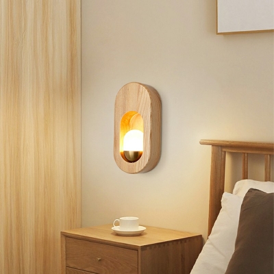 Japanese Style LED Wall Sconce Light Modern Style Wood Wall Light for Bedside