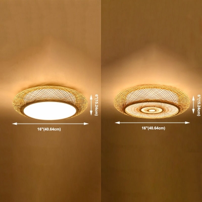 Minimalist Drum Flush Mount Ceiling Light Fixtures Rattan Flush Mount Recessed Lighting