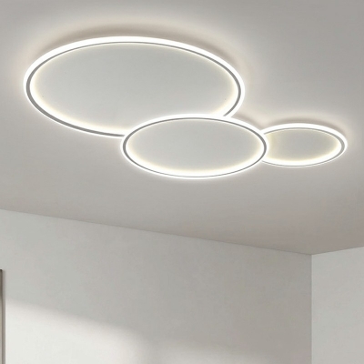 Modern Style Oval Flush Mount Light Metal 1 Light Flush Ceiling Light in White