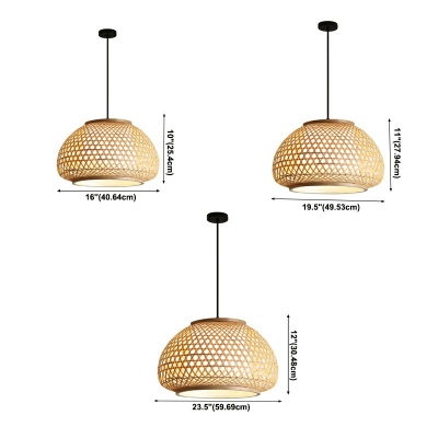 Pendant Light Fixtures Oval Shade Modern Style Bamboo Ceiling Pendant Light for Living Room