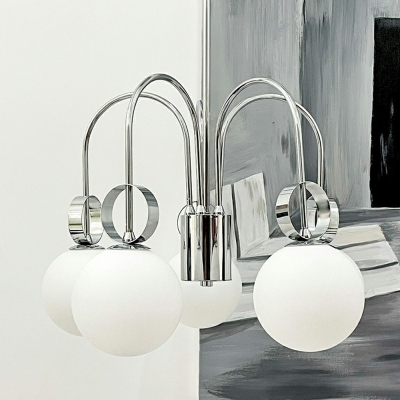 White Ceiling Lamp Globe Shade Modern Style Glass Pendant Light for Living Room