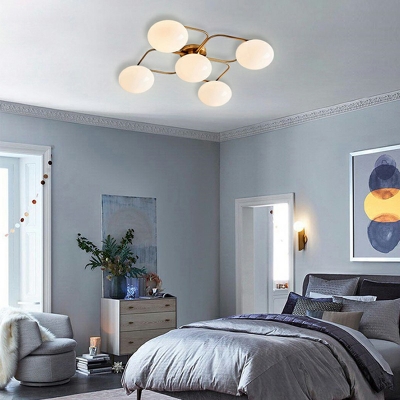 White Glass Shade Flush Mount Ceiling Light Fixture Pendant Lights for Bedroom