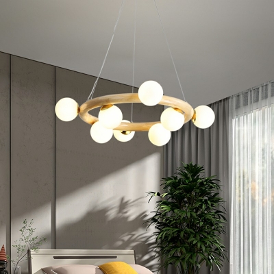 White Pendant Light Globe Shade Simplicity Style Glass Drop Lamp for Living Room