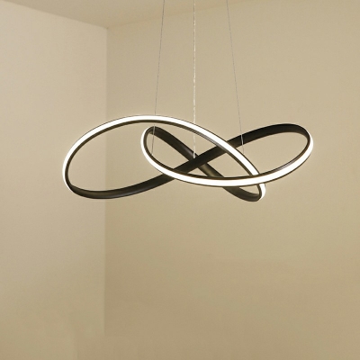 1-Light Chandelier Lighting Minimalist Style Ring Shape Metal Hanging Ceiling Lamp