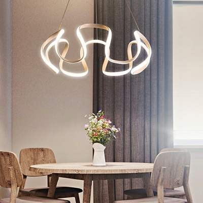 1-Light Hanging Light Kit Minimalism Style Round Shape Metal Chandelier Lamp