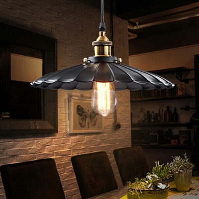 1 Light Industrial Black Hanging Pendant Lights Vintage Suspension Pendant for Living Room