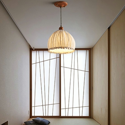 1-Light Pendant Lighting Fixtures Modern Style Dome Shape Fabric Ceiling Lamp