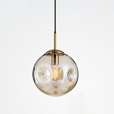 1-Light Pendant Lighting Minimalism Style Ball Shape Glass Hanging Lamp Kit