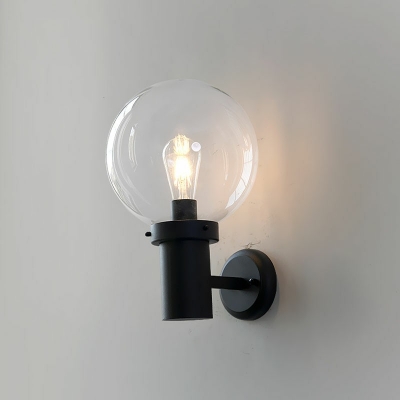 1-Light Sconce Lights Industrial Style Globe Shape Metal Wall Mount Light