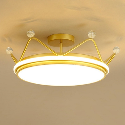 2-light Ceiling Mounted Fixture Kids Style Crown Shape Metal Flush Mount Lighting