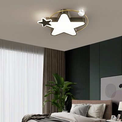 2-Light Flush Mount Light Kids Style Star Shape Metal Ceiling Mounted Fixture