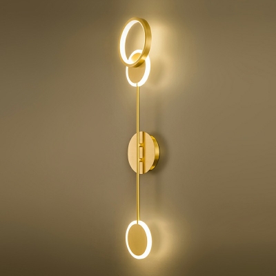 3-Light Sconce Lights Contemporary Style Ring Shape Metal Warm Light Wall Mounted Lighting
