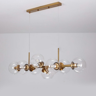 8-Light Island Ceiling Light Minimalist Style Globe Shape Metal Hanging Lights