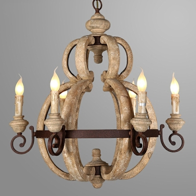 American Country Wood Chandelier Light Franch Style Retro Light for Dinning Room