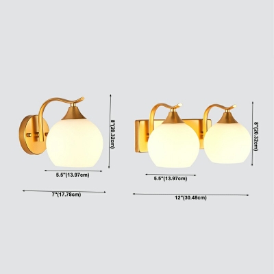 Globe Sconce Light Fixture Modern Style Metal 2 Lights Wall Lighting Fixtures in Gold