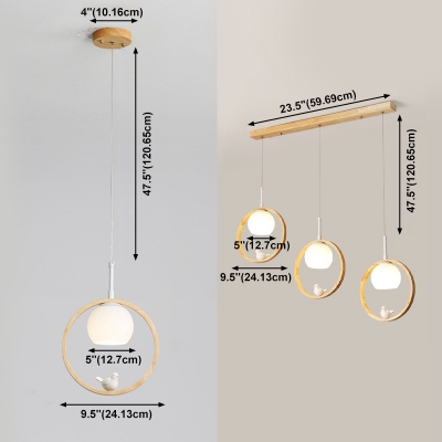 Hanging Pendant Light White Glass Shade Suspension Pendant Light for Living Room