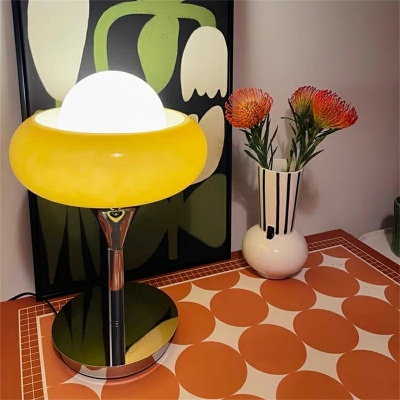 Metal Yellow Nightstand Lamp Creative 1 Light Contemporary Nights and Lamp for Bedroom