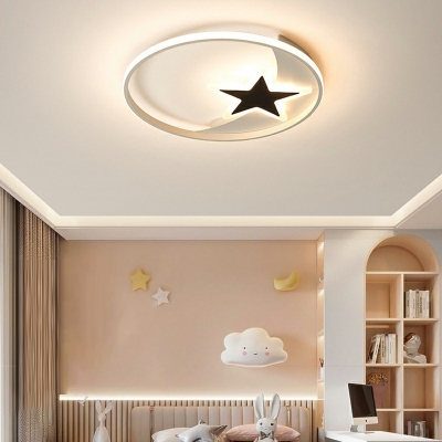 Modern Style Sphere Flush Mount Fixture Metal 1-Light Flush Ceiling Light in White
