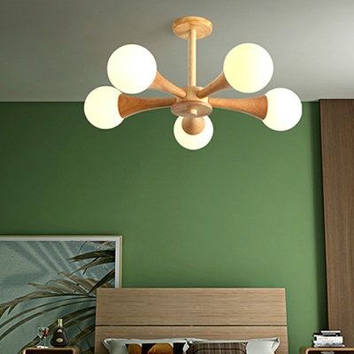 Ultra-Modern Ceiling Mounted Fixture 5 Light Wood Flush Ceiling Light for Bedroom