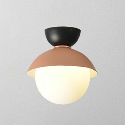 1-Light Flushmount Lighting Contemporary Style Globe Shape Glass Ceiling Mounted Fixture