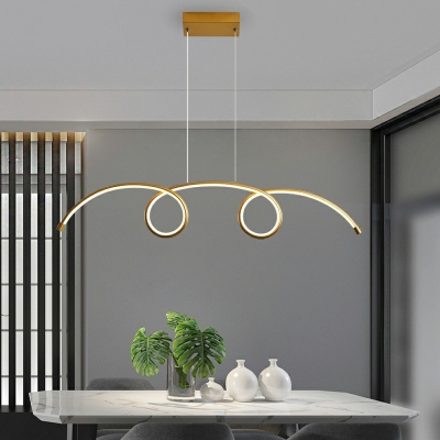 1-Light Island Lighting Minimalist Style Round Shape Metal Chandelier Light Fixture