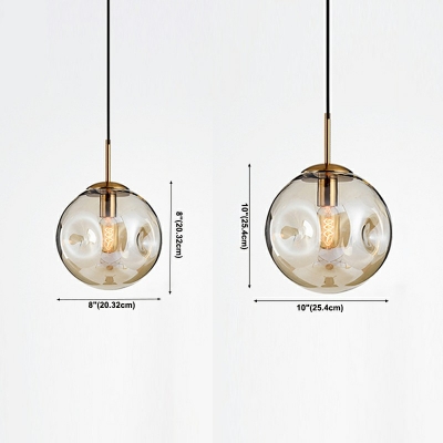 1-Light Pendant Lighting Minimalism Style Ball Shape Glass Hanging Lamp Kit