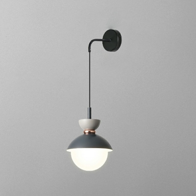 1-Light Sconce Lights Minimalism Style Globe Shape Metal Wall Mount Lamp