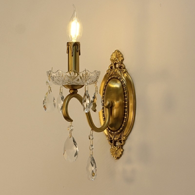 2-Light Sconce Lights Minimalist Style Crystal Shape Metal Wall Lighting Fixtures