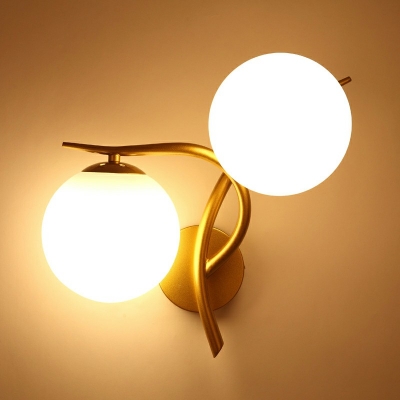 2-Light Sconce Lights Traditional Style Globe Shape Metal Wall Mount Light Fixture