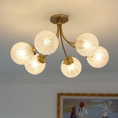American Style Chandelier 6 Light Glass Shade Ceiling Chandelier for Living Room