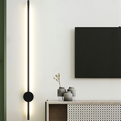 Black Linear Wall Sconce Modern Style Metal 1-Light Wall Sconce Lighting