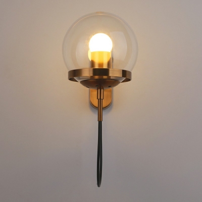 Clear Glass Global Wall Lighting Fixtures Modern Style 1-Light Sconce Light Fixture in Gold