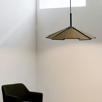 Cone Wood Suspension Pendant 1 Light Modern Minimalist Pendant Light for Living Room